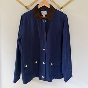 St. John's Bay Navy Coat with Brown Corduroy Collar Size L